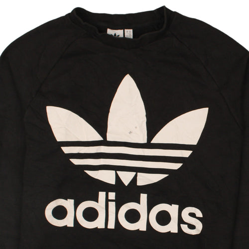 Adidas Womens Black Crew Neck Pullover Sweatshirt Size 14