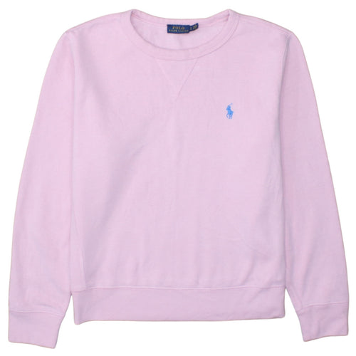 Ralph Lauren Women Pink Crew Neck Pullover Sweatshirt Size L Cotton Blend