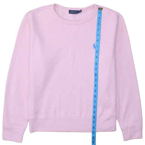 Ralph Lauren Women Pink Crew Neck Pullover Sweatshirt Size L Cotton Blend
