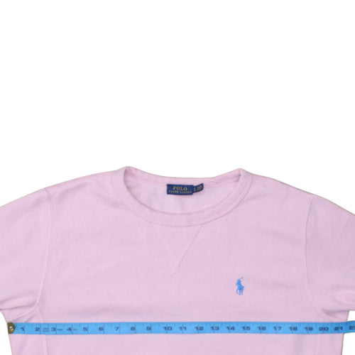 Ralph Lauren Women Pink Crew Neck Pullover Sweatshirt Size L Cotton Blend