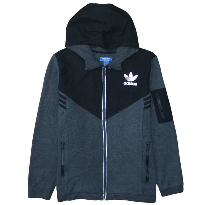 Adidas Men’s Grey Full Zip Hoodie Size L Sportswear Sweatshirt