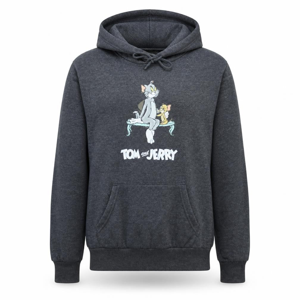 Front view of Primark Women’s Charcoal Tom and Jerry Pullover Hoodie 2XS