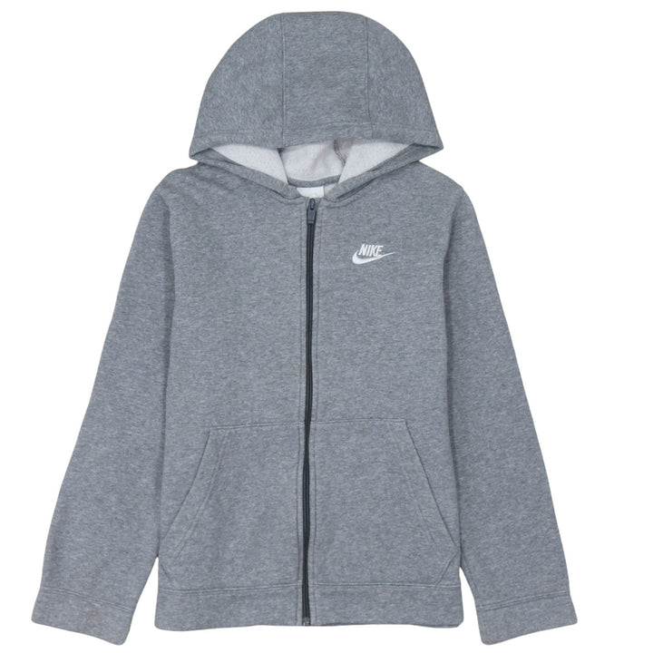 Nike Boys Grey Full Zip Hoodie L 147-158cm Fleece Lined Casual Sweatshirt