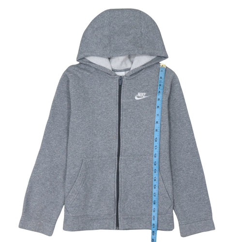 Nike Boys Grey Full Zip Hoodie L 147-158cm Fleece Lined Casual Sweatshirt