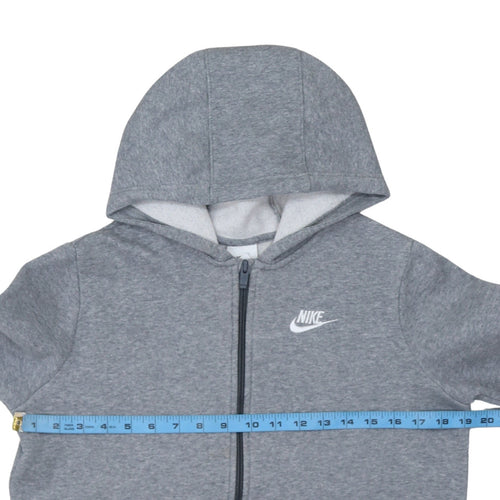 Nike Boys Grey Full Zip Hoodie L 147-158cm Fleece Lined Casual Sweatshirt