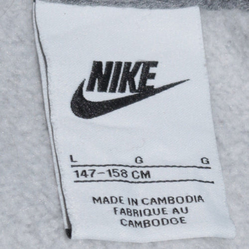 Nike Boys Grey Full Zip Hoodie L 147-158cm Fleece Lined Casual Sweatshirt