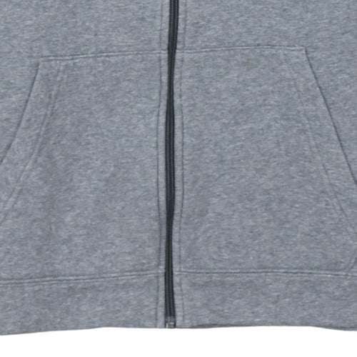 Nike Boys Grey Full Zip Hoodie L 147-158cm Fleece Lined Casual Sweatshirt