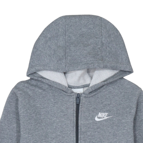Nike Boys Grey Full Zip Hoodie L 147-158cm Fleece Lined Casual Sweatshirt