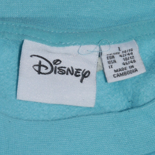 Disney Women Blue Stitch Sweatshirt L Crew Neck Pullover