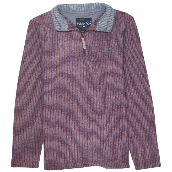 Weird Fish Men's Purple Fleece 1/4 Zip Pullover Jacket Size S
