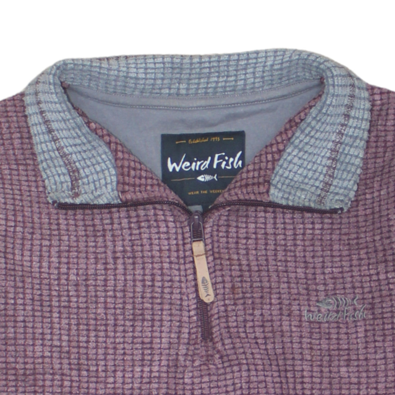 Weird Fish Men's Purple Fleece 1/4 Zip Pullover Jacket Size S