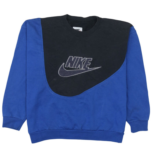 Nike Womens Blue & Black Colourblock Logo Crew Neck Sweatshirt M