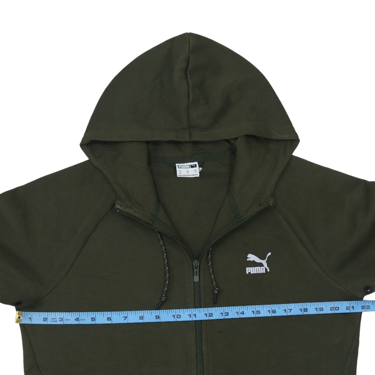 Puma Men's Green Full Zip Hoodie Size M Sports Casual