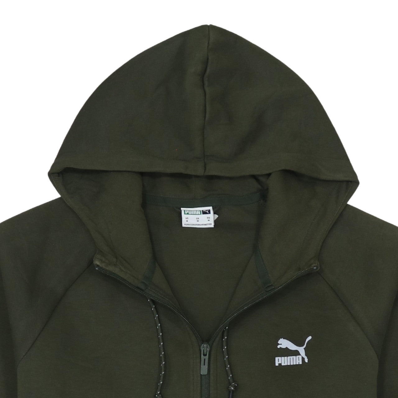 Puma Men's Green Full Zip Hoodie Size M Sports Casual