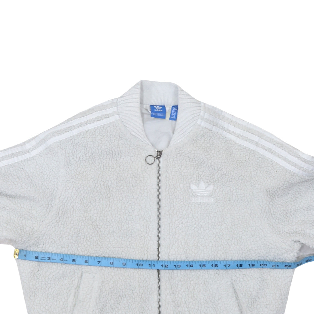 Adidas Womens White Fleece Lined Track Jacket Size 12 Regular Fit