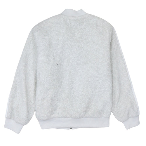 Adidas Womens White Fleece Lined Track Jacket Size 12 Regular Fit
