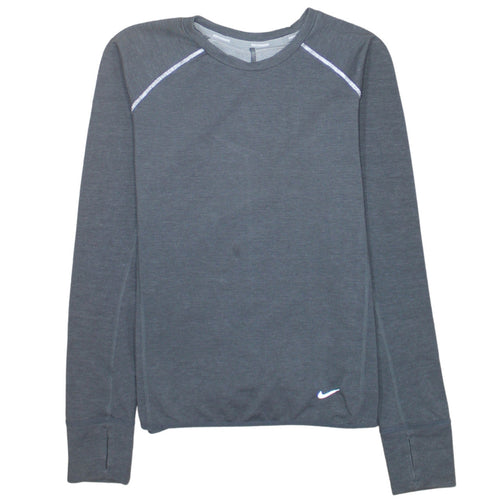 Nike Men's Grey Dri-Fit Running Long Sleeve Athletic Top Size S