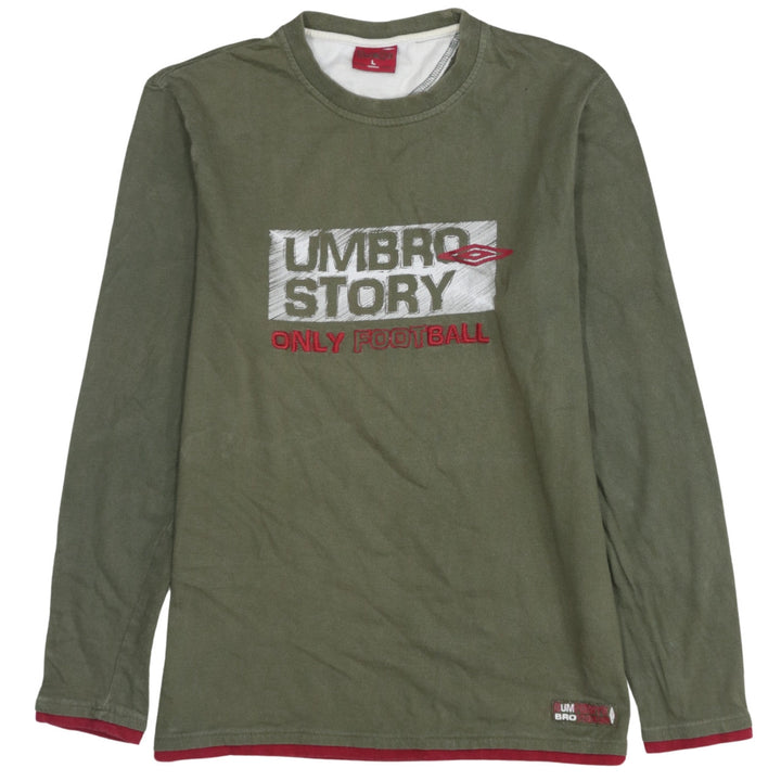 Umbro Men's Green Long Sleeve Football Graphic Shirt Size L