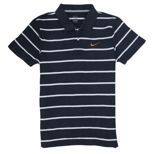 Nike Men's Black Striped Cotton Polo Shirt Size M