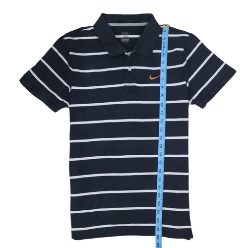 Nike Men's Black Striped Cotton Polo Shirt Size M