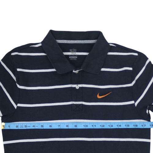 Nike Men's Black Striped Cotton Polo Shirt Size M