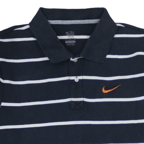 Nike Men's Black Striped Cotton Polo Shirt Size M