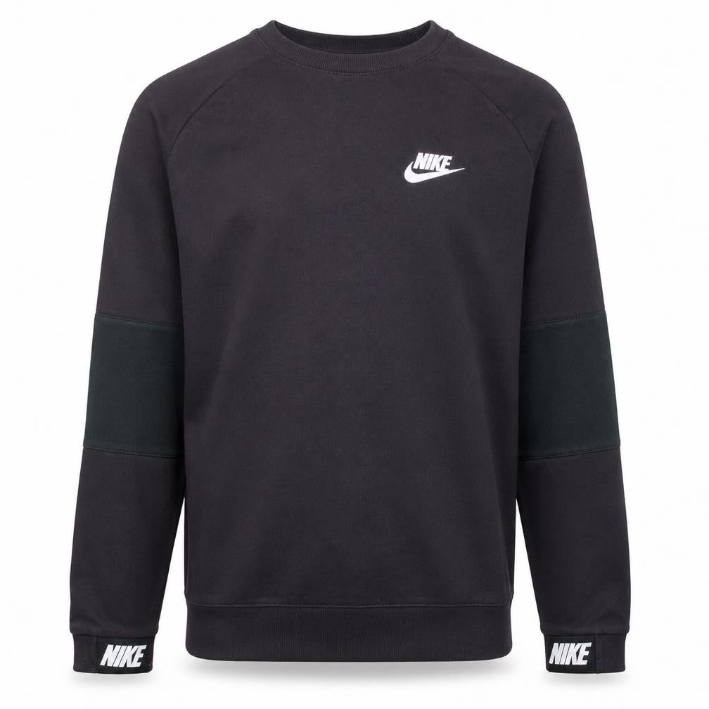 Front view of Nike Men's Black Pullover Crew Neck Sweatshirt, size M