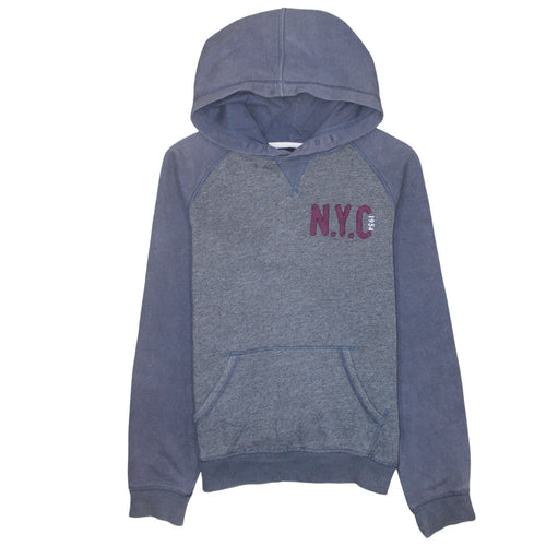 H&M Boys Blue Pullover Hoodie NYC Logo 16 Years Cotton Blend
