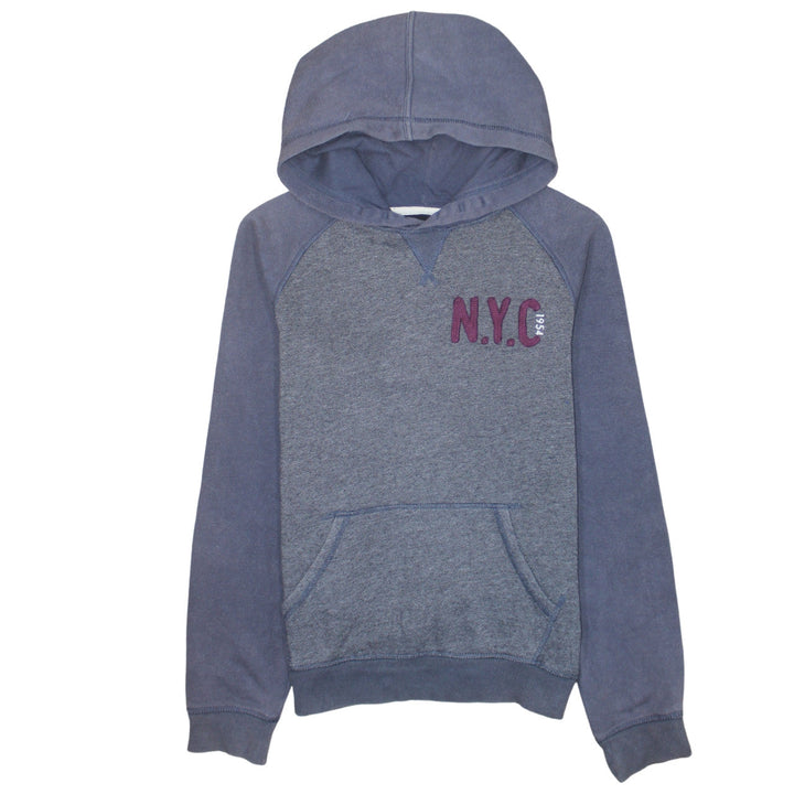 H&M Boys Blue Pullover Hoodie NYC Logo 16 Years Cotton Blend