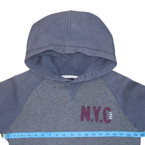 H&M Boys Blue Pullover Hoodie NYC Logo 16 Years Cotton Blend