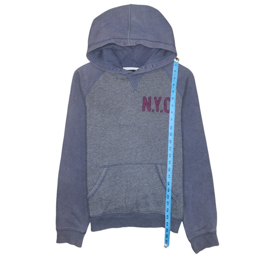 H&M Boys Blue Pullover Hoodie NYC Logo 16 Years Cotton Blend