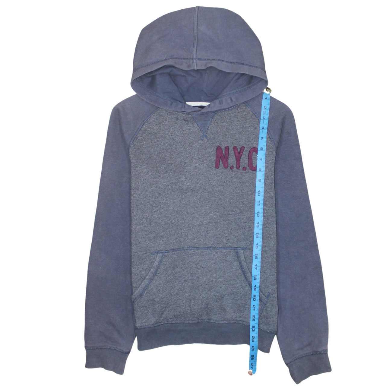 H&M Boys Blue Pullover Hoodie NYC Logo 16 Years Cotton Blend