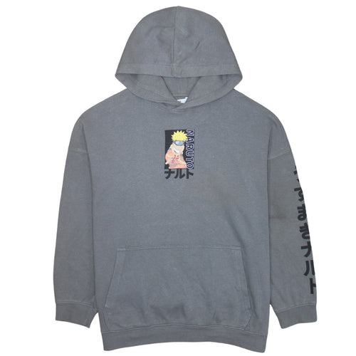 H&M Boys Grey Naruto Anime Pullover Hoodie 11-12 Years Graphic Fleece