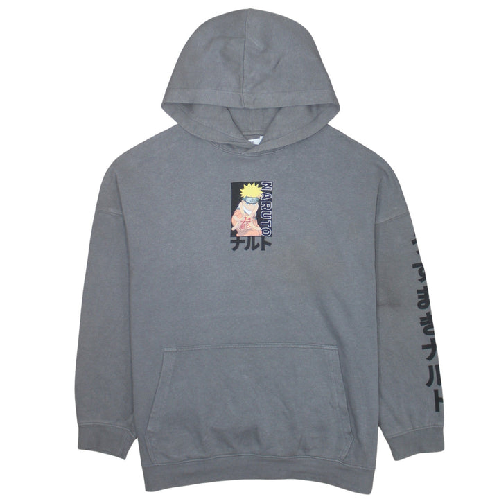 H&M Boys Grey Naruto Anime Pullover Hoodie 11-12 Years Graphic Fleece