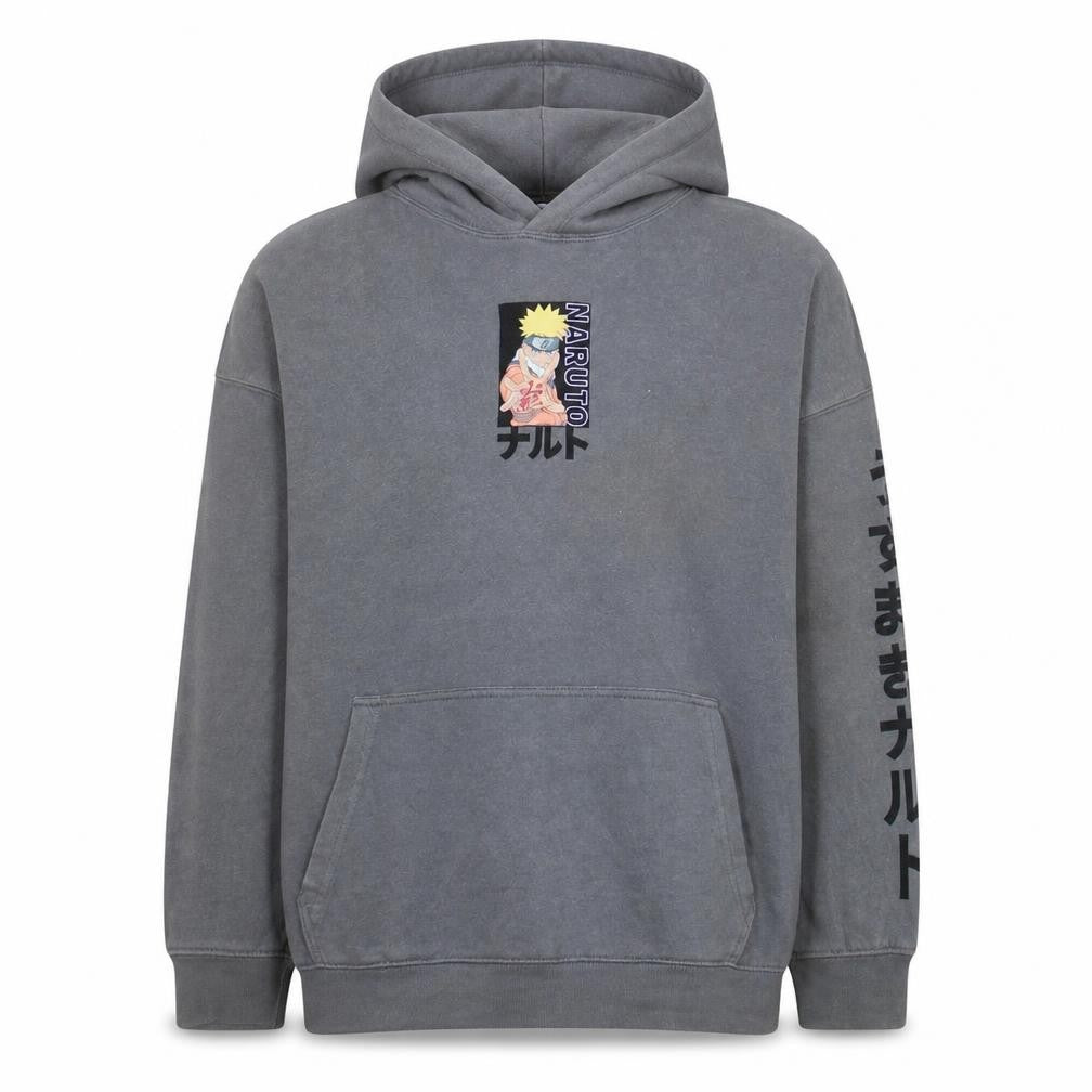 H&M Boys Grey Naruto Anime Pullover Hoodie 11-12 Years Graphic Fleece