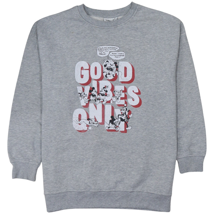 Disney Primark Womens Grey XS Sweatshirt Mickey Mouse Good Vibes Only