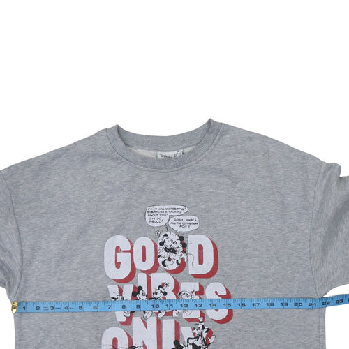 Disney Primark Womens Grey XS Sweatshirt Mickey Mouse Good Vibes Only