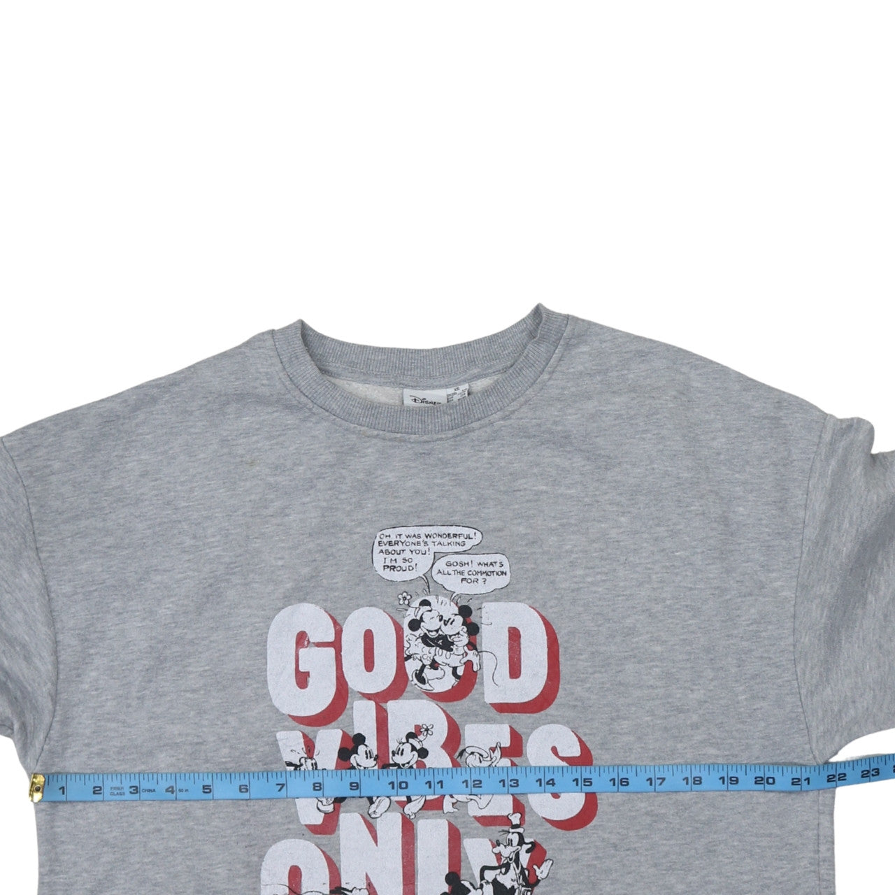 Disney Primark Womens Grey XS Sweatshirt Mickey Mouse Good Vibes Only