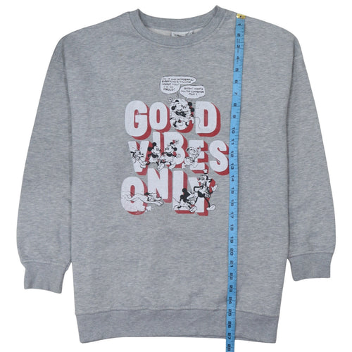 Disney Primark Womens Grey XS Sweatshirt Mickey Mouse Good Vibes Only