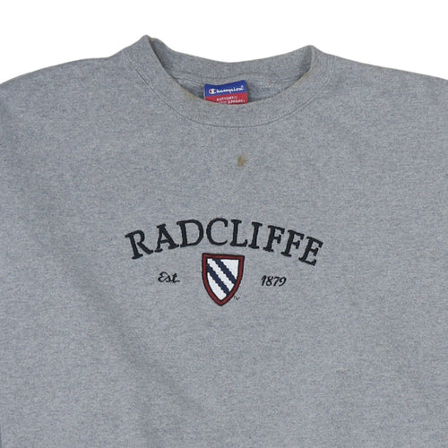 Champion Men's Grey XL Pullover Crew Neck Sweatshirt Radcliffe Embroidered Logo