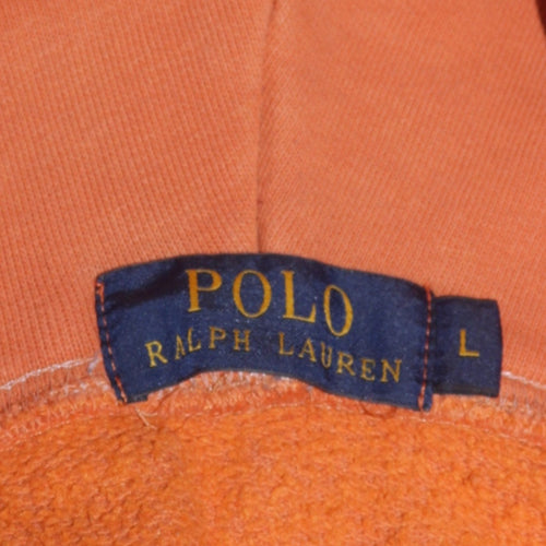 Polo Ralph Lauren Men's Orange Pullover Hoodie L Logo Cotton