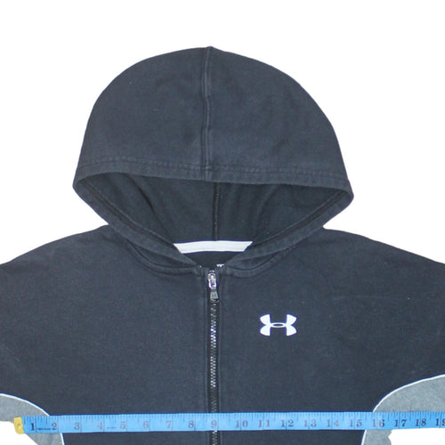 Under Armour Boys Black Full Zip Hoodie Size 10 Years Fleece ColdGear