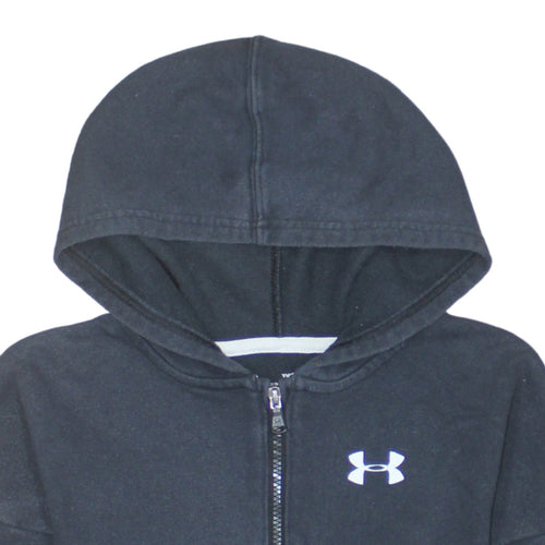 Under Armour Boys Black Full Zip Hoodie Size 10 Years Fleece ColdGear