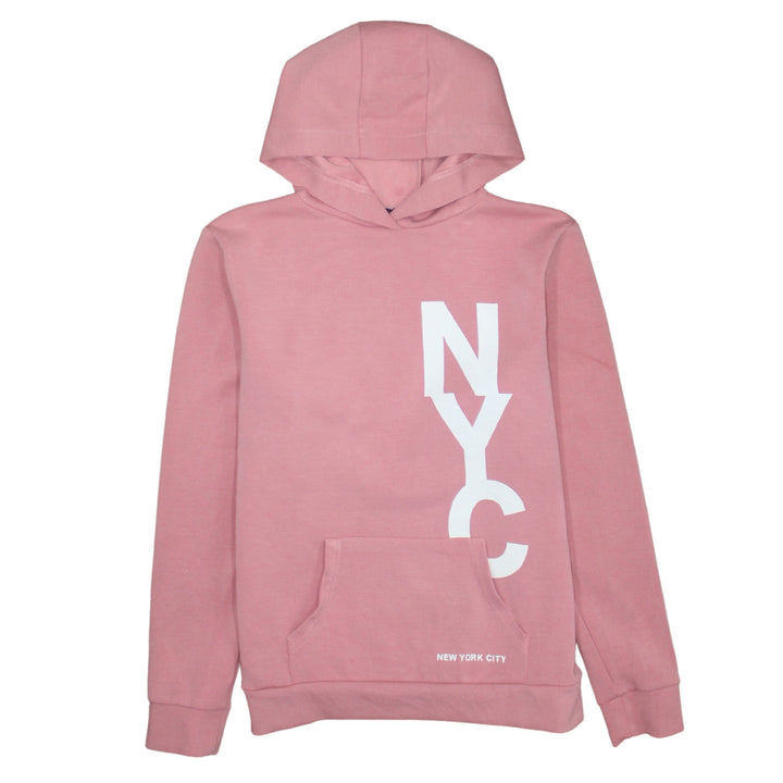 Primark Girls Pink NYC Pullover Hoodie 12-13 Years Regular Fit