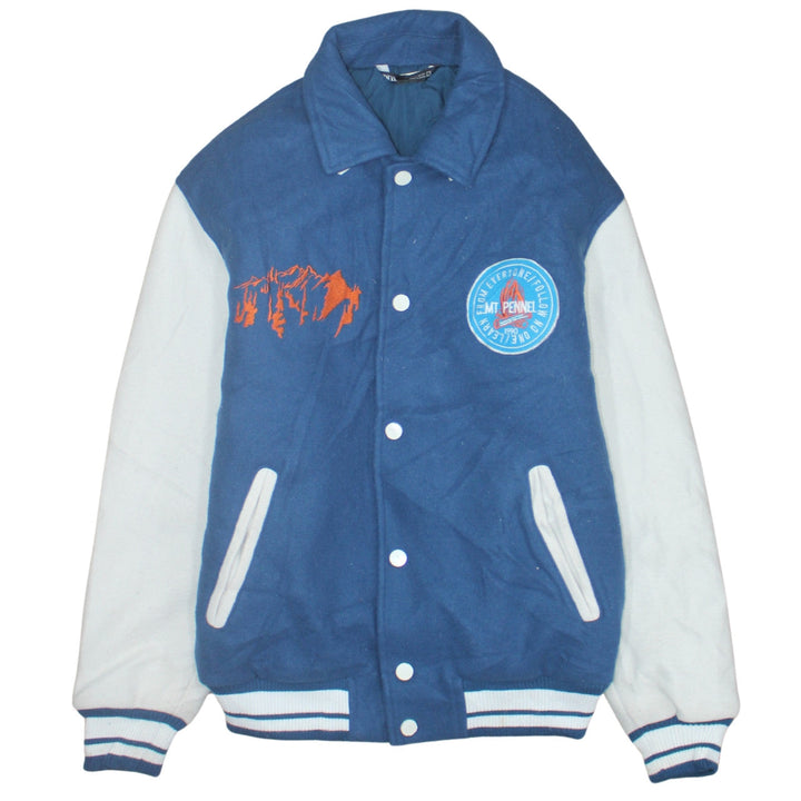 Zara Men Blue Varsity Jacket Size S Embroidered Fleece Lined