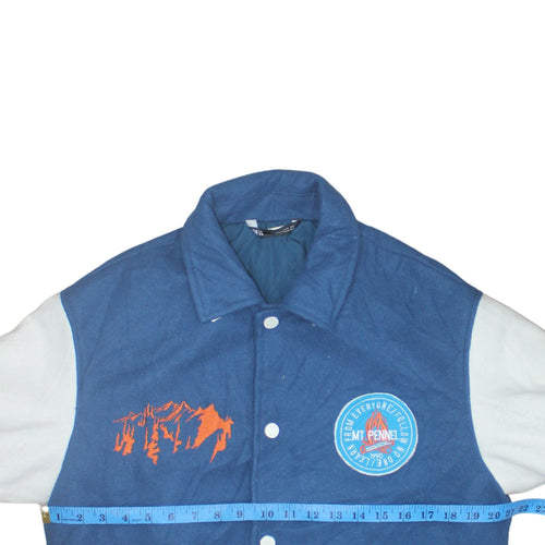 Zara Men Blue Varsity Jacket Size S Embroidered Fleece Lined