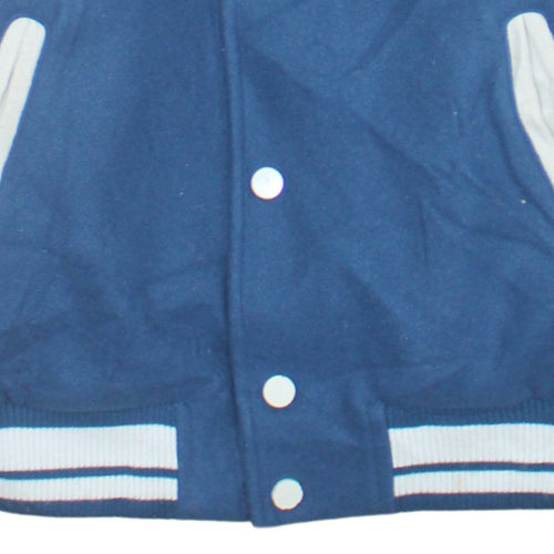 Zara Men Blue Varsity Jacket Size S Embroidered Fleece Lined