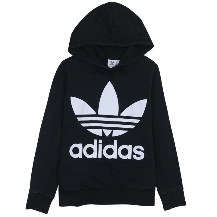 Adidas Women Black Size 12 Pullover Hoodie with Logo Print