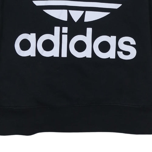 Adidas Women Black Size 12 Pullover Hoodie with Logo Print