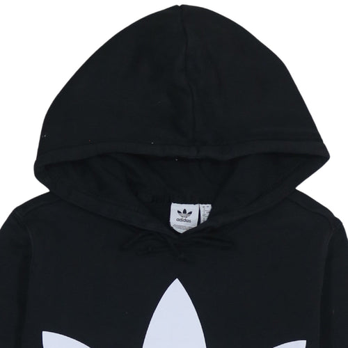 Adidas Women Black Size 12 Pullover Hoodie with Logo Print